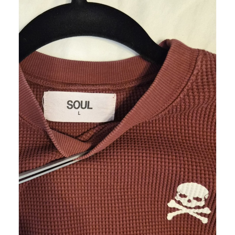 SoulCycle Julia Cropped Waffle Long Sleeve Burgundy Skull Size Large MSRP $98 - Picture 7 of 9